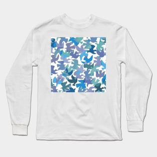 Modern Birds / Vintage Cut Outs in Lavender, Blue, Lilac, and Mint Green Shades Long Sleeve T-Shirt